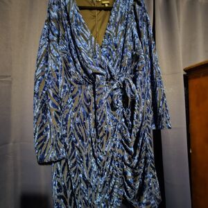 Torrid Black and Blue Velvet Zip Dress